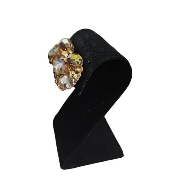 Vintage Aurora Borealis Cluster Clip-on Earrings - Picture 7 of 12